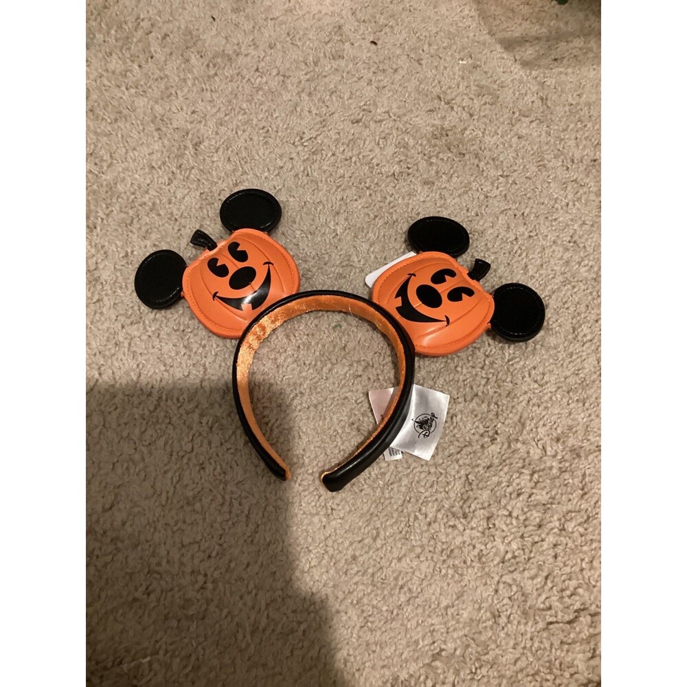 Disney Parks Halloween 2024 Mickey Mouse Jack-o'-Lantern Ear Headband New W Tag